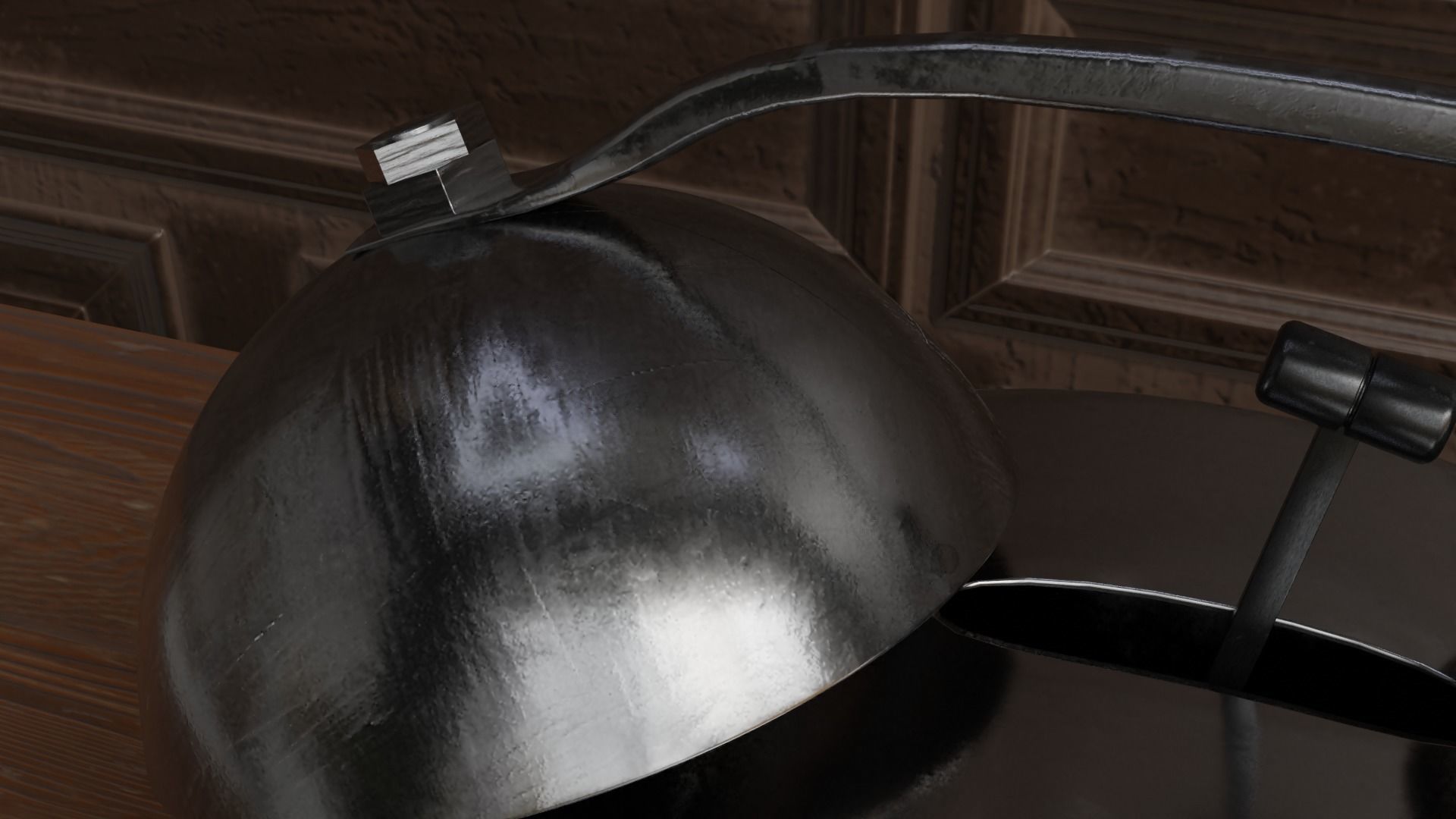 Old steel bell alarm clock 3D model_3