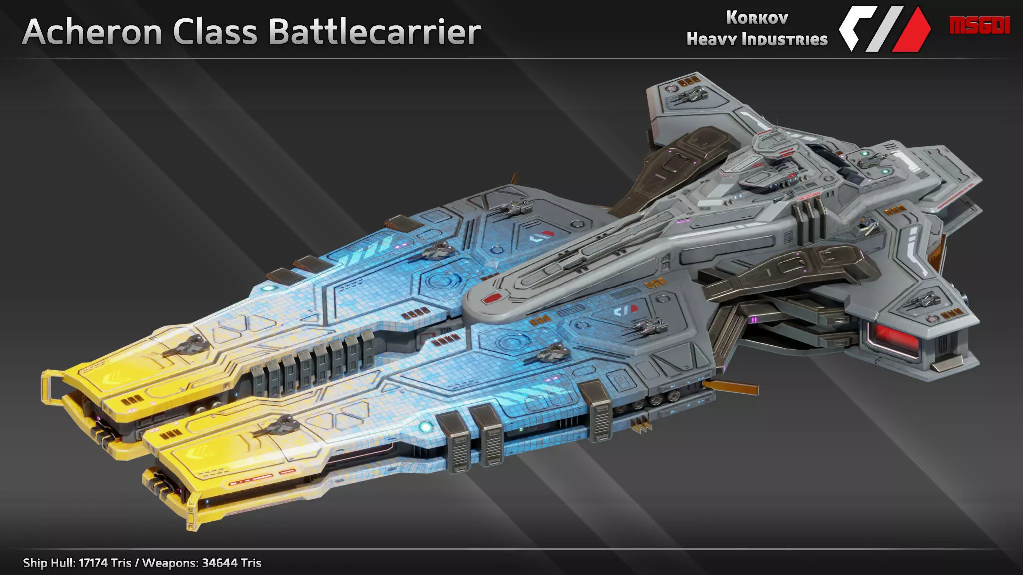 Spaceship Acheron Class Battlecarrier Low-poly 3D model_0