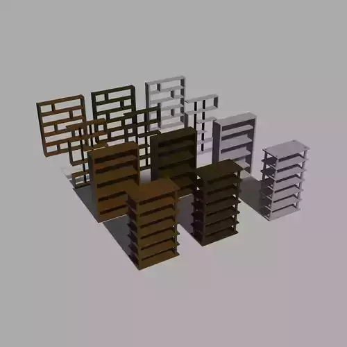 low poly bookshelfes set of bookshelves