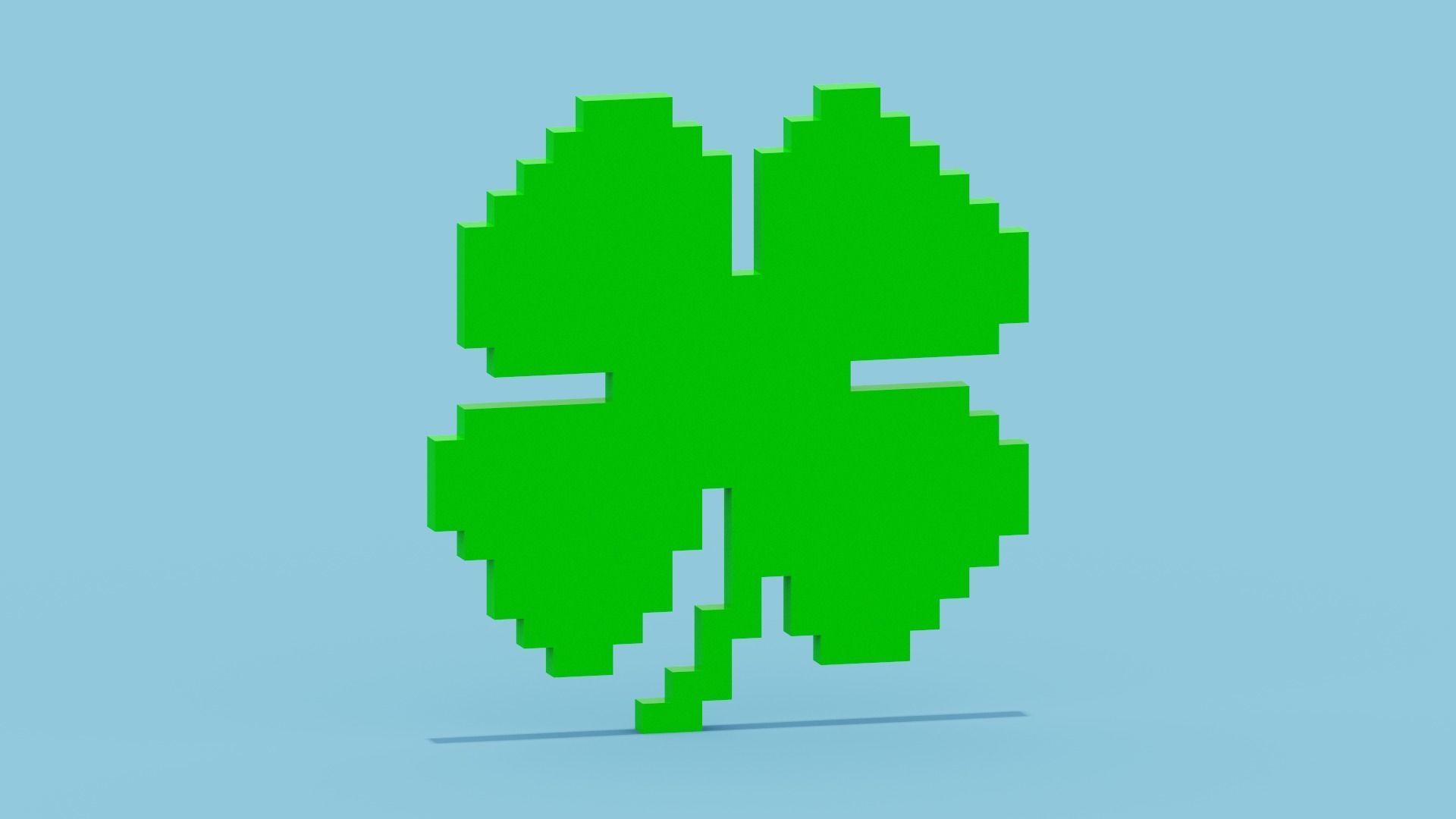 Pixel Clover Low-poly 3D model_8