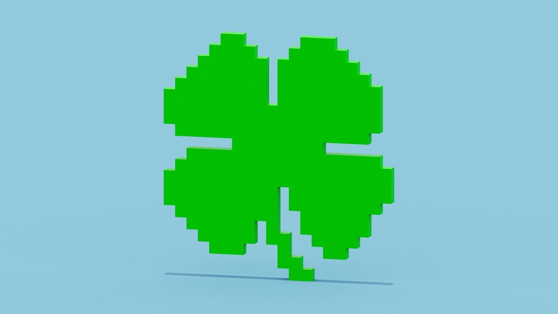 Pixel Clover Low-poly 3D model_3