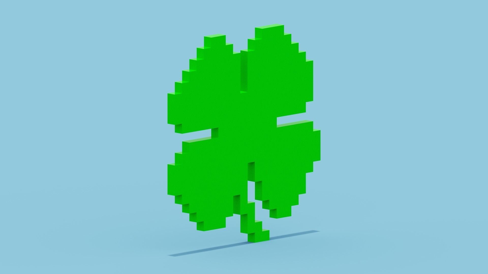 Pixel Clover Low-poly 3D model_13