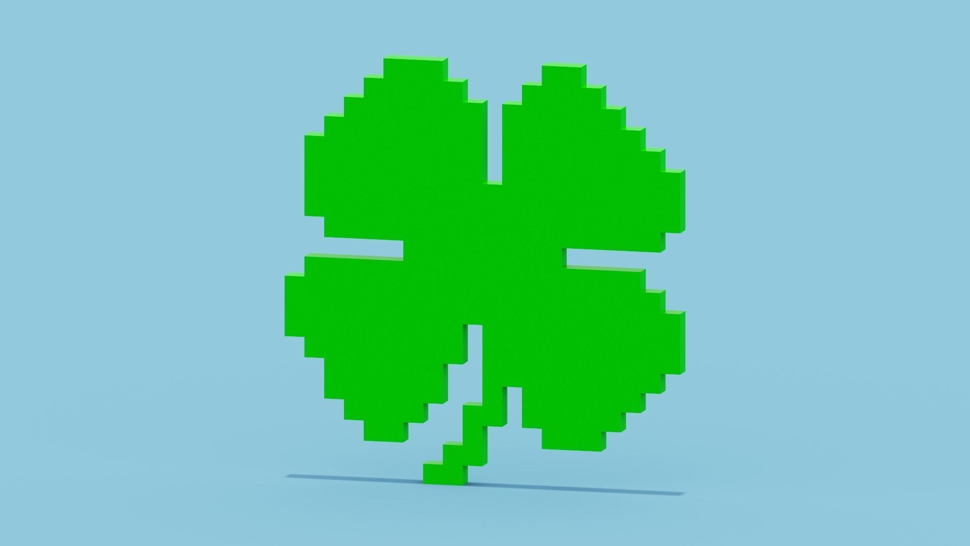 Pixel Clover Low-poly 3D model_9