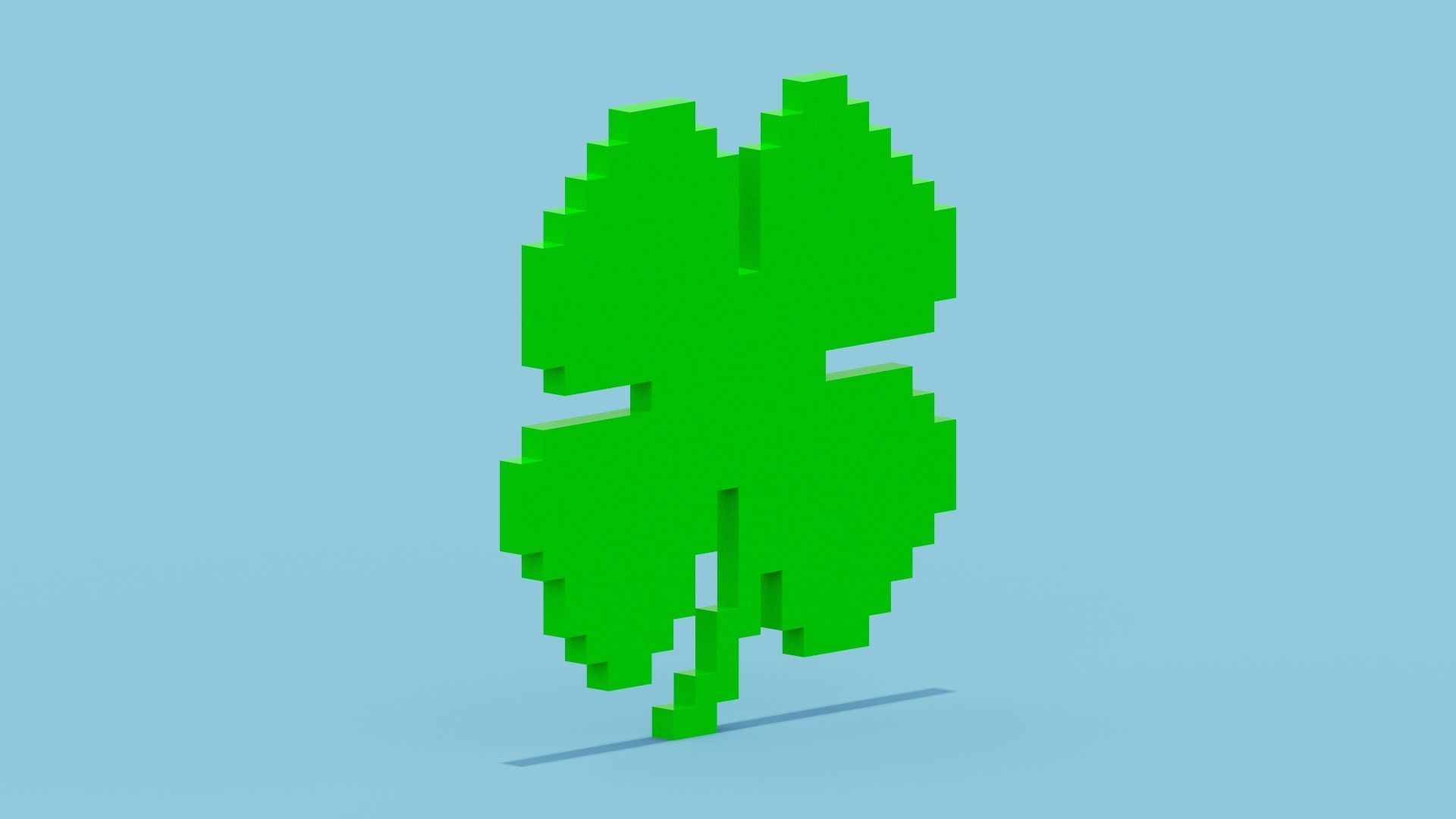 Pixel Clover Low-poly 3D model_7