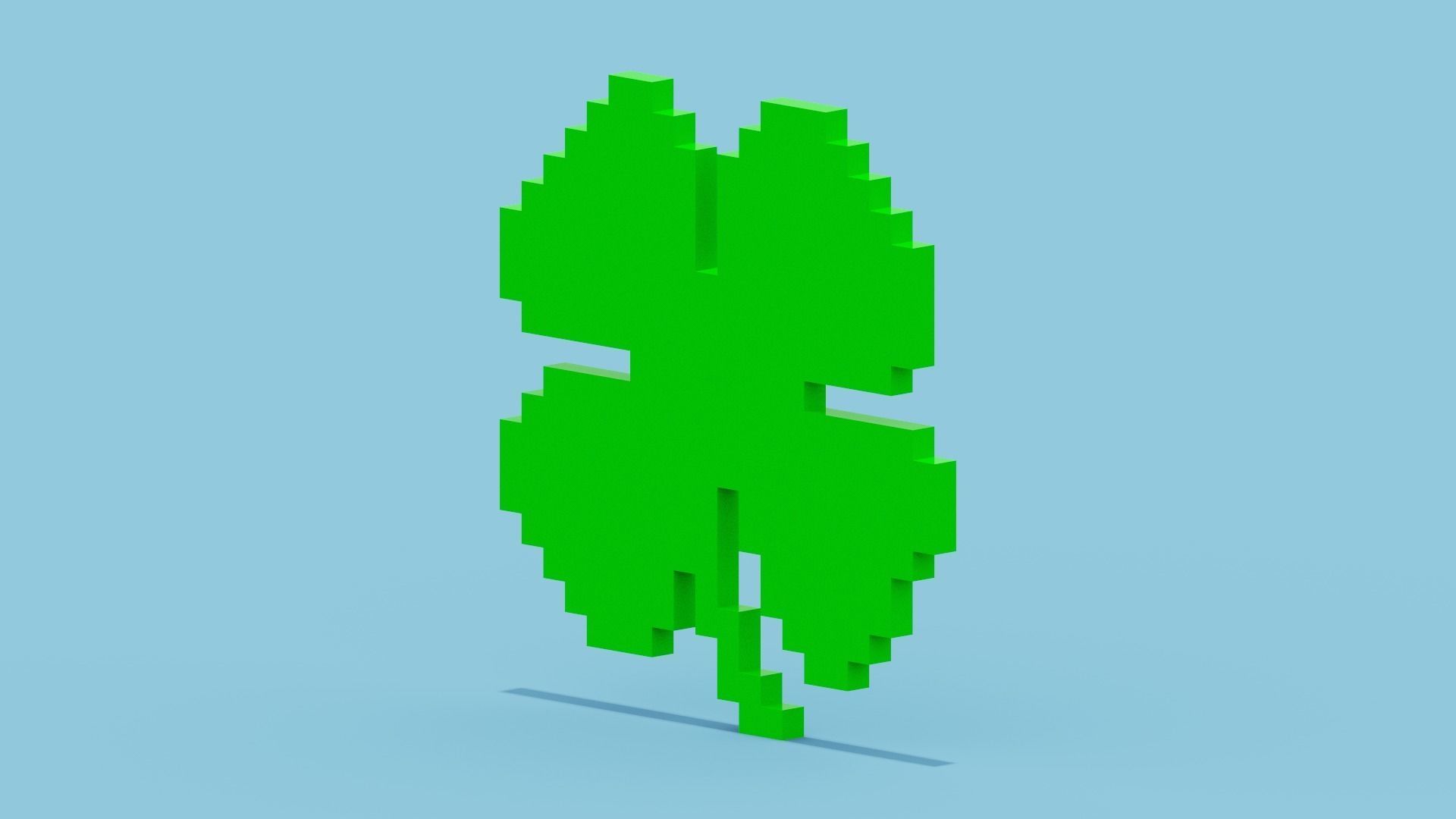 Pixel Clover Low-poly 3D model_4