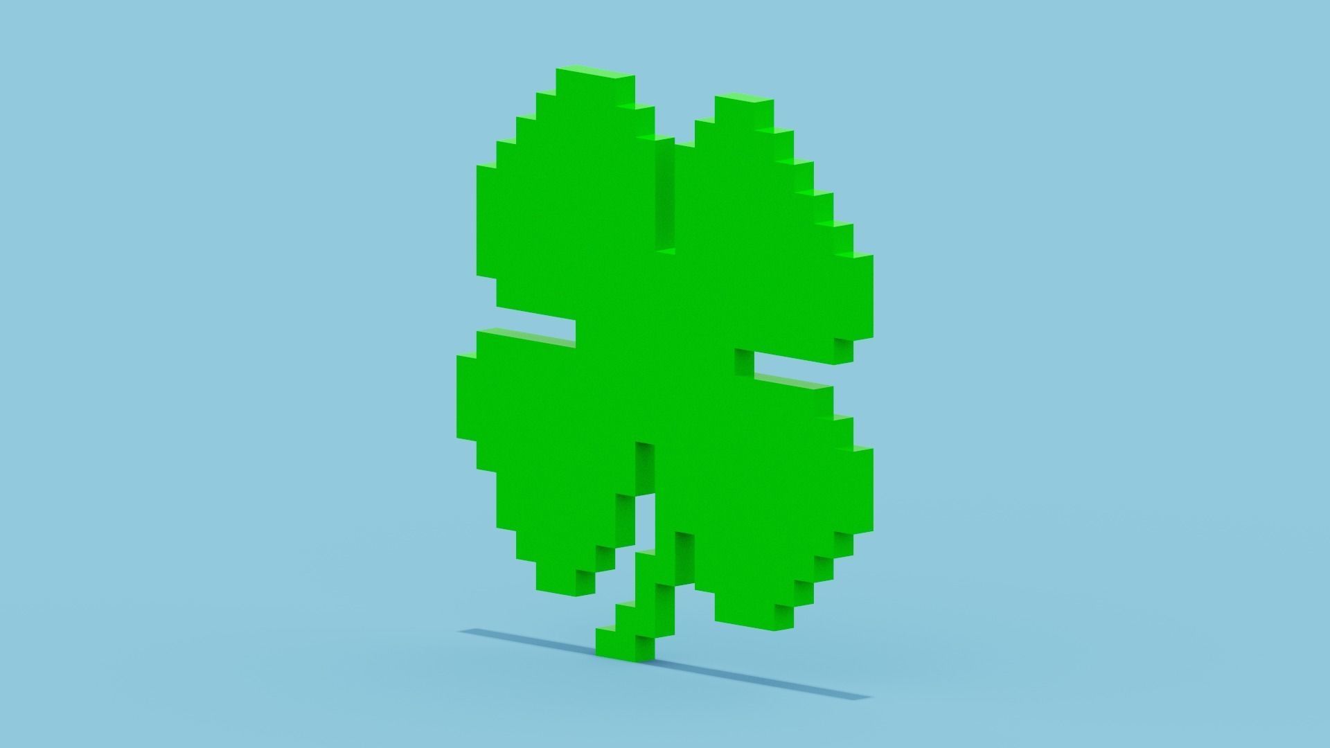 Pixel Clover Low-poly 3D model_10