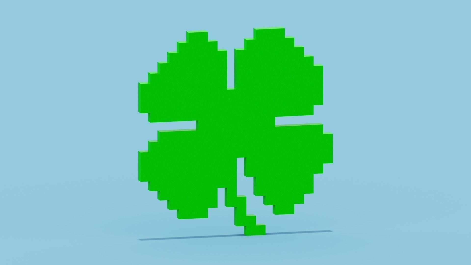 Pixel Clover Low-poly 3D model_2