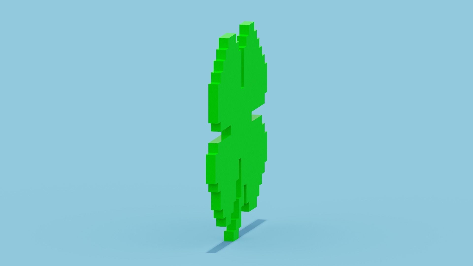 Pixel Clover Low-poly 3D model_6