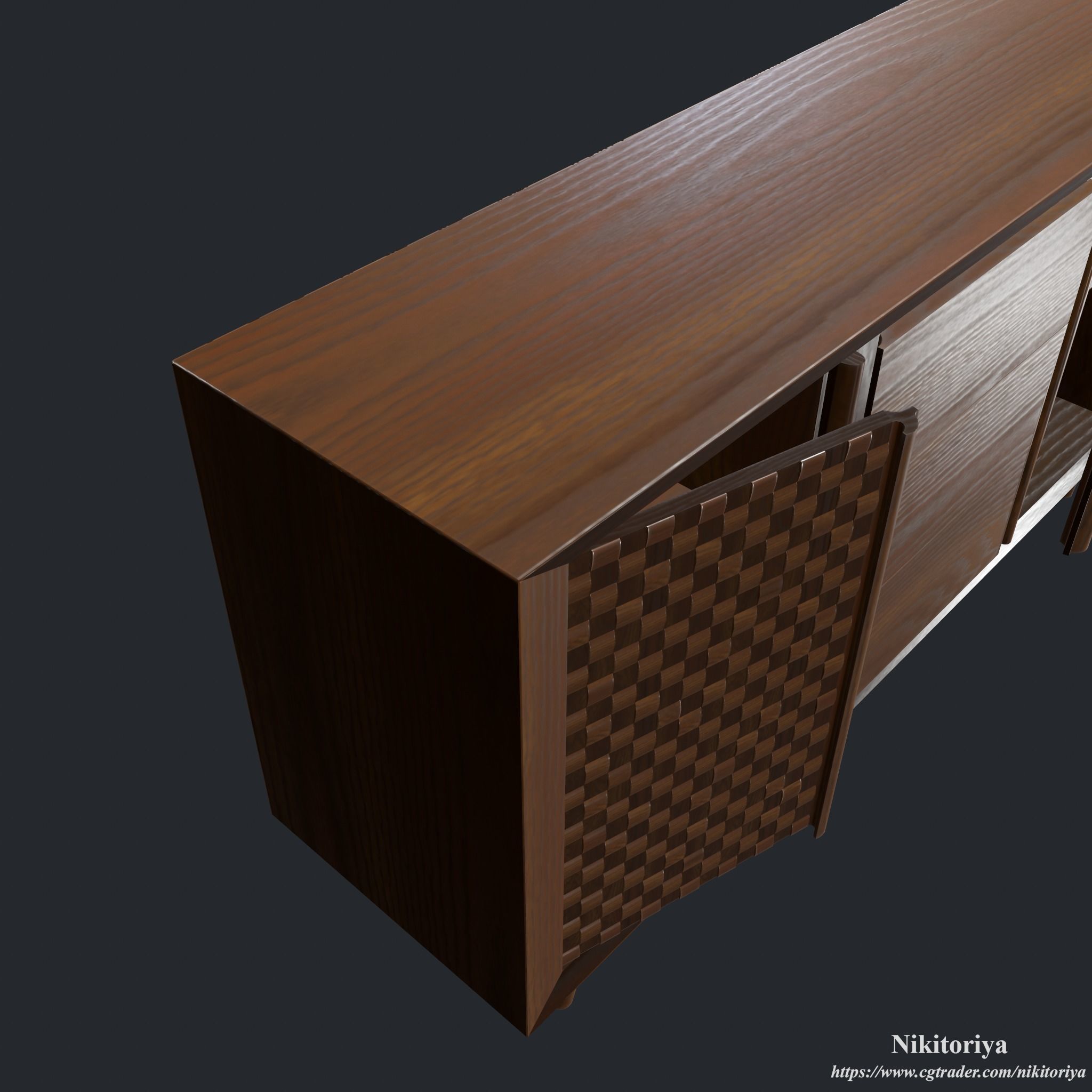 Bedroom Dresser - Chest of 3 Drawers and 2 Doors 3D model_18