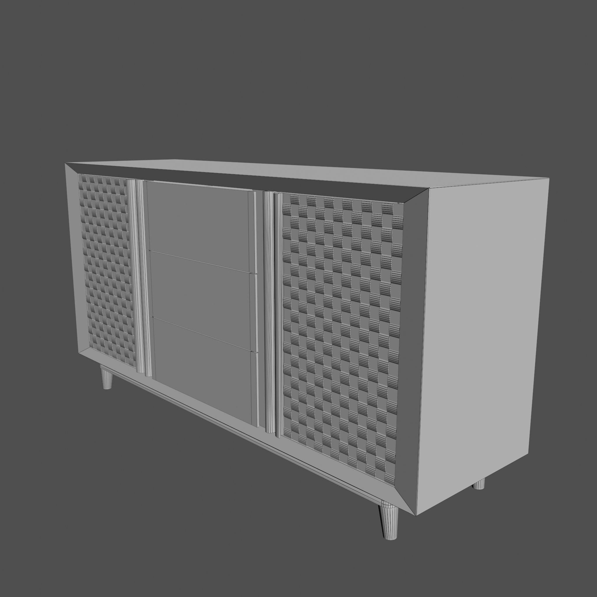 Bedroom Dresser - Chest of 3 Drawers and 2 Doors 3D model_19