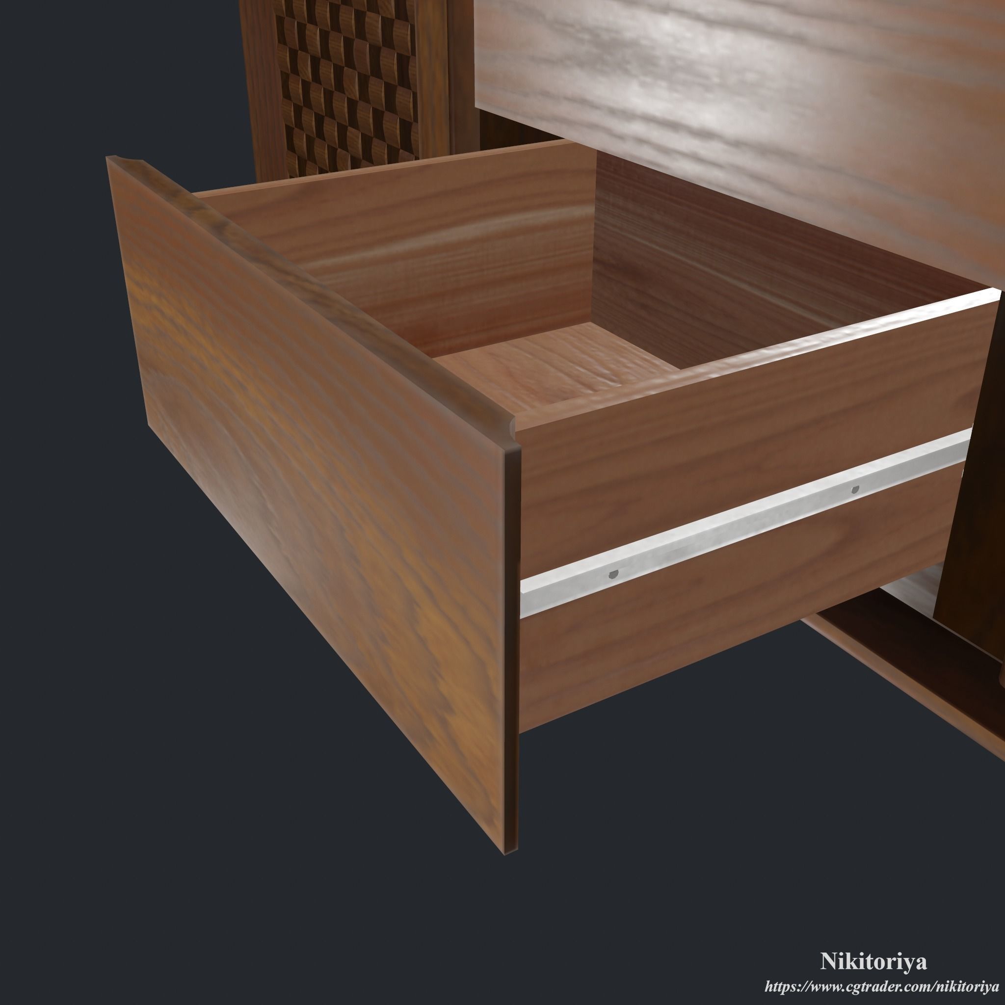 Bedroom Dresser - Chest of 3 Drawers and 2 Doors 3D model_15