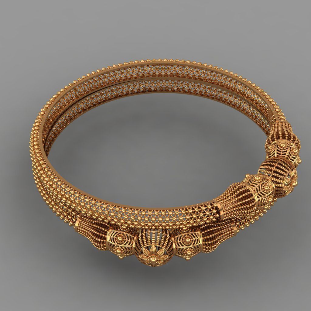 Gold bangles jewlery for woman 3D print model_9