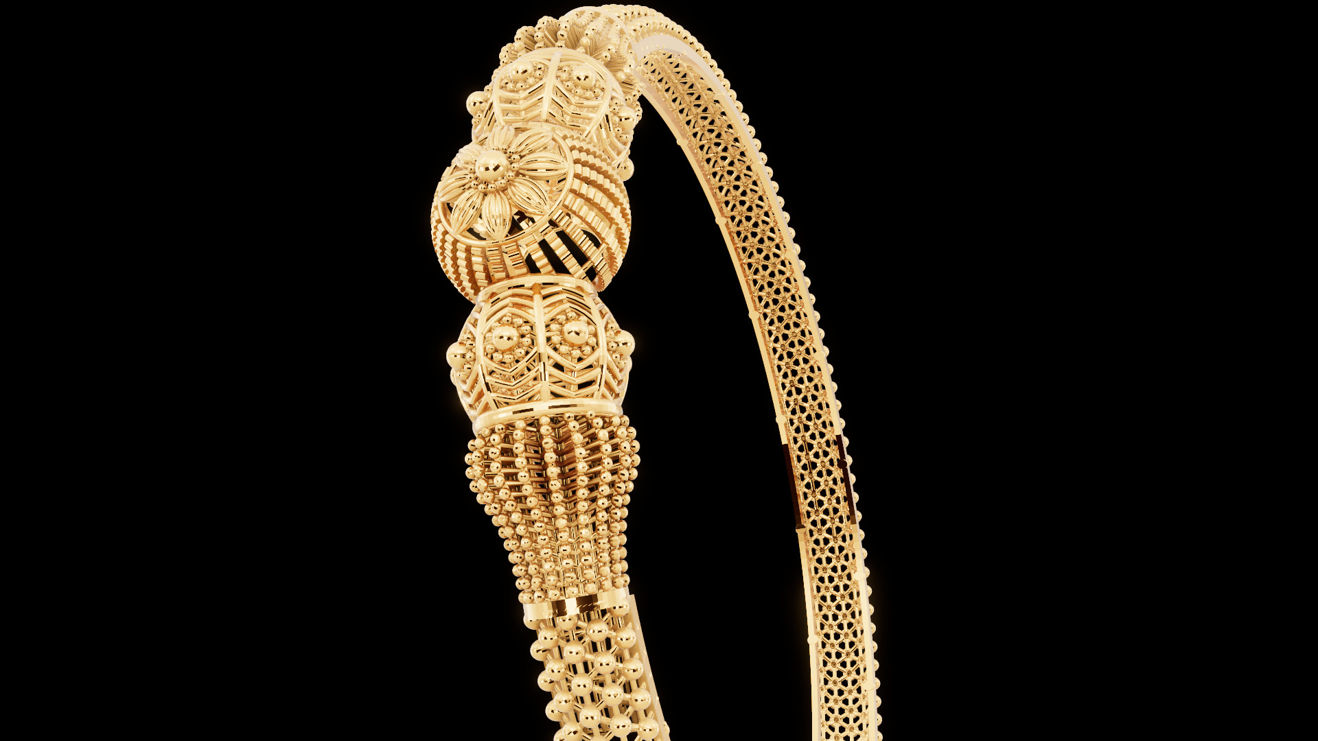 Gold bangles jewlery for woman 3D print model_1