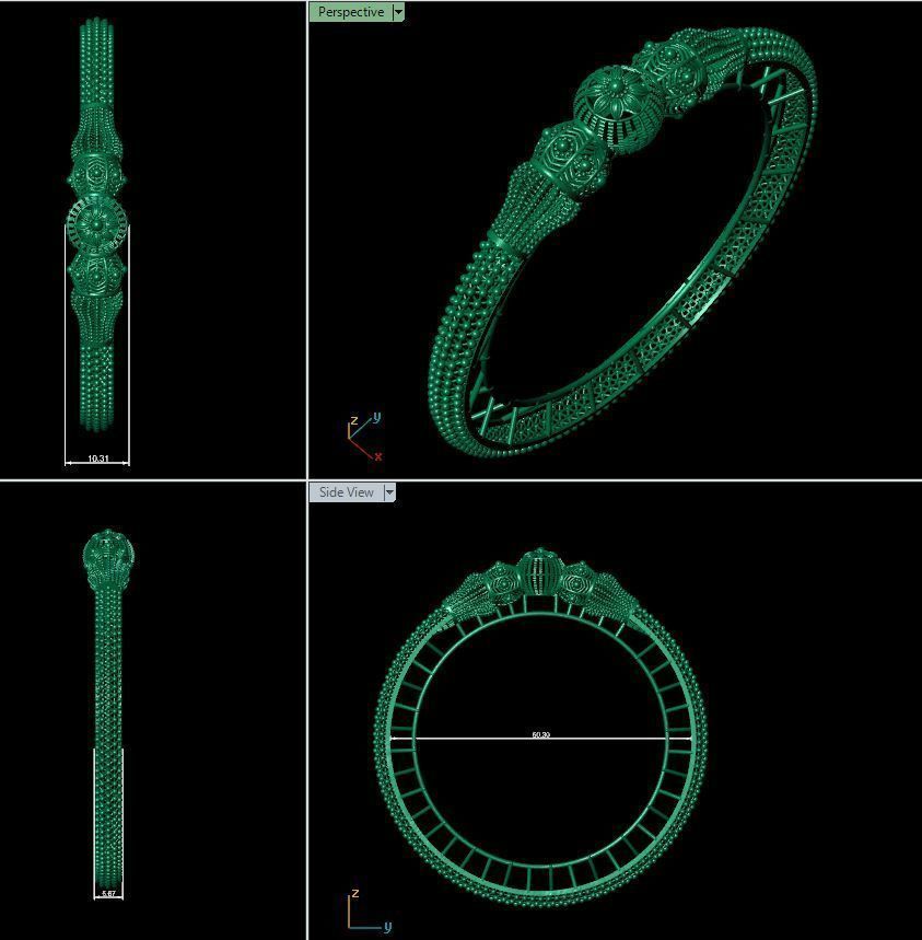Gold bangles jewlery for woman 3D print model_15