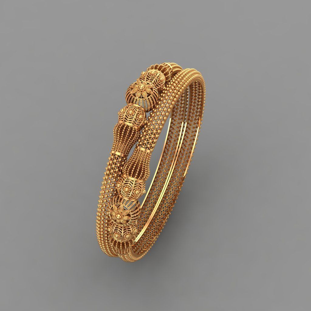 Gold bangles jewlery for woman 3D print model_10