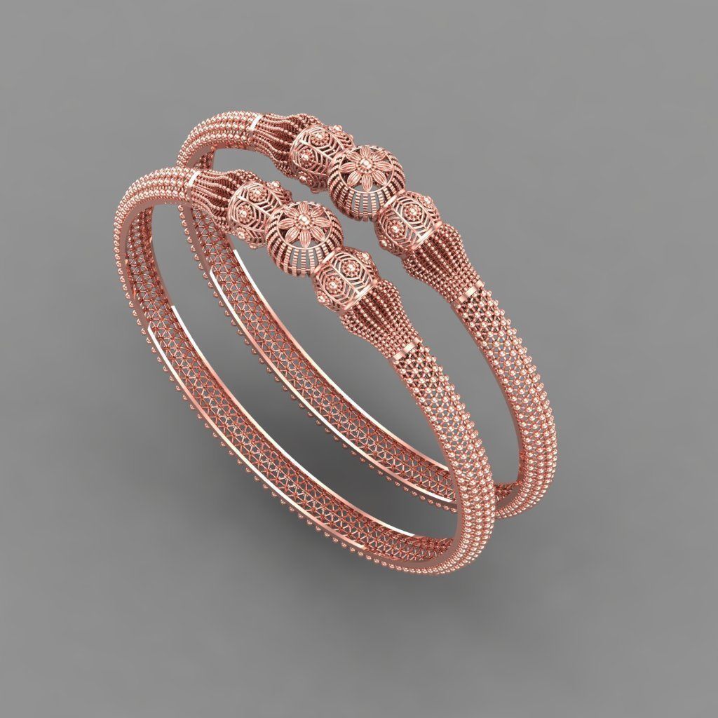 Gold bangles jewlery for woman 3D print model_12