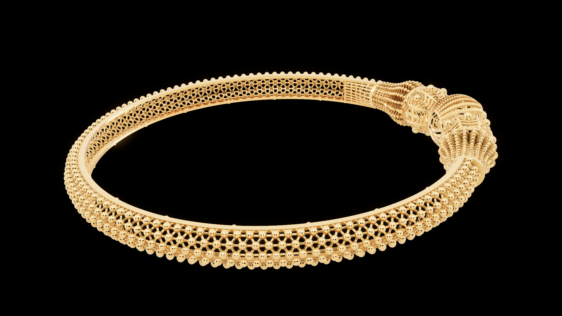 Gold bangles jewlery for woman 3D print model_4
