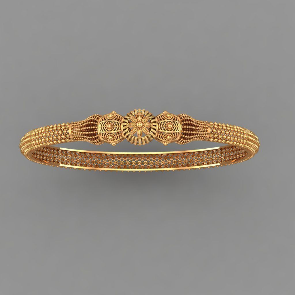 Gold bangles jewlery for woman 3D print model_11