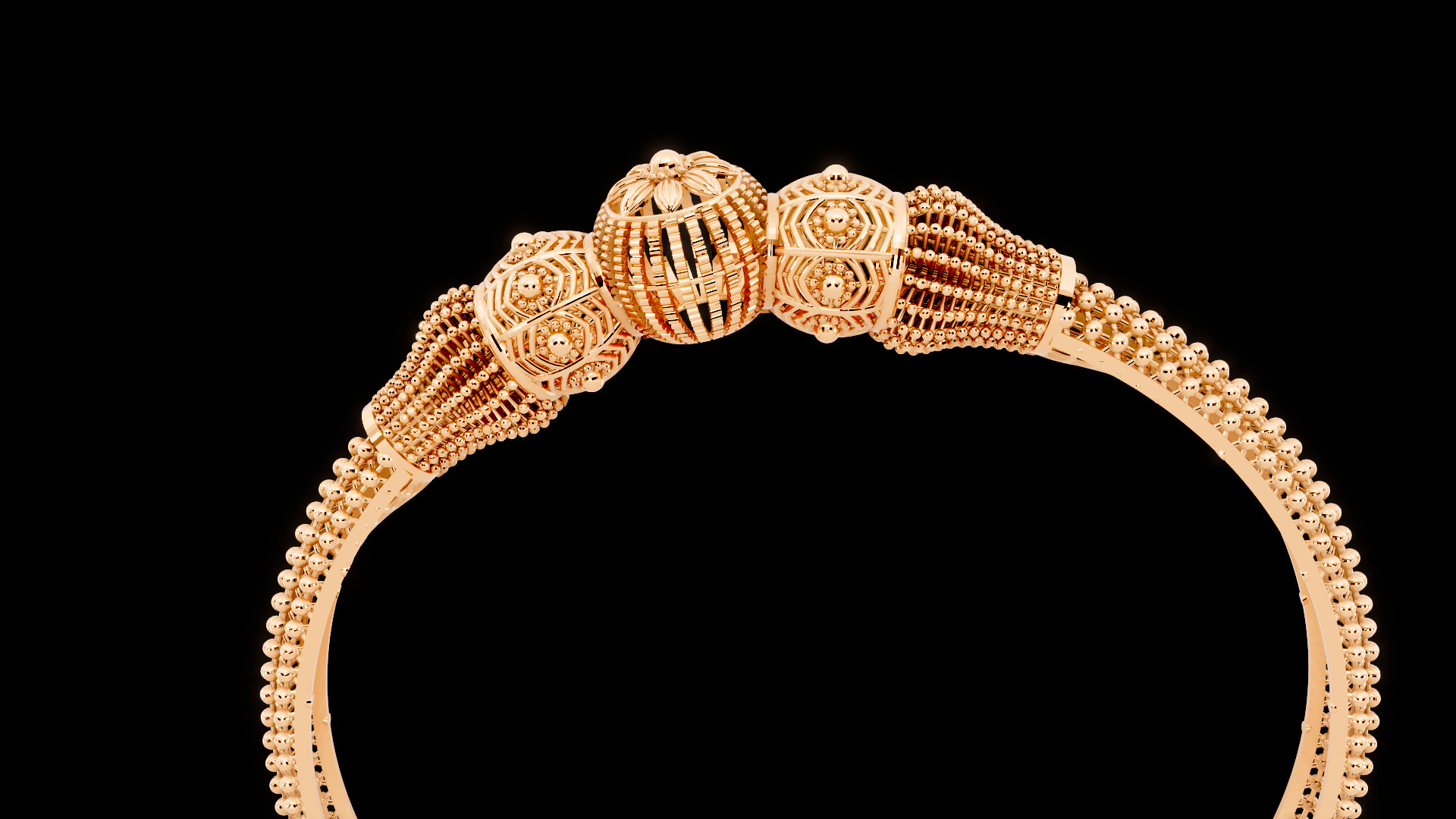 Gold bangles jewlery for woman 3D print model_5