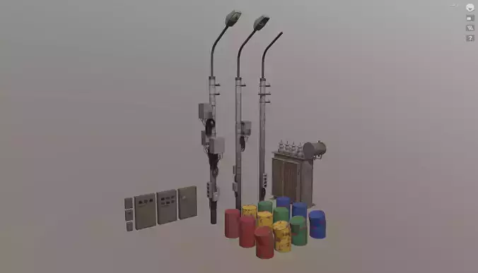 Set of low poly props