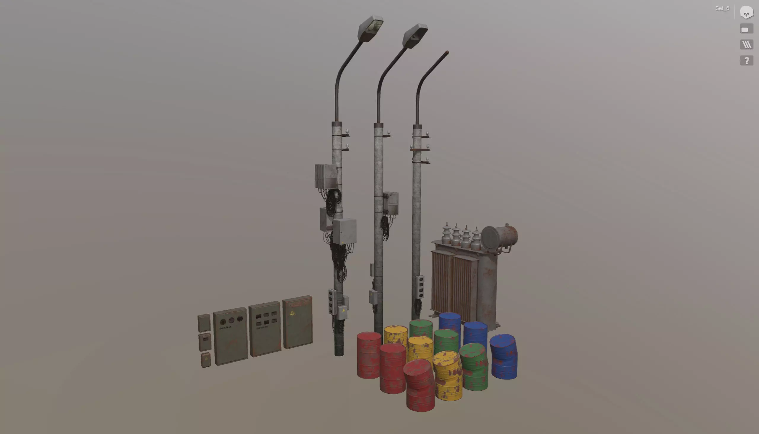 Set of low poly props Low-poly 3D model_0