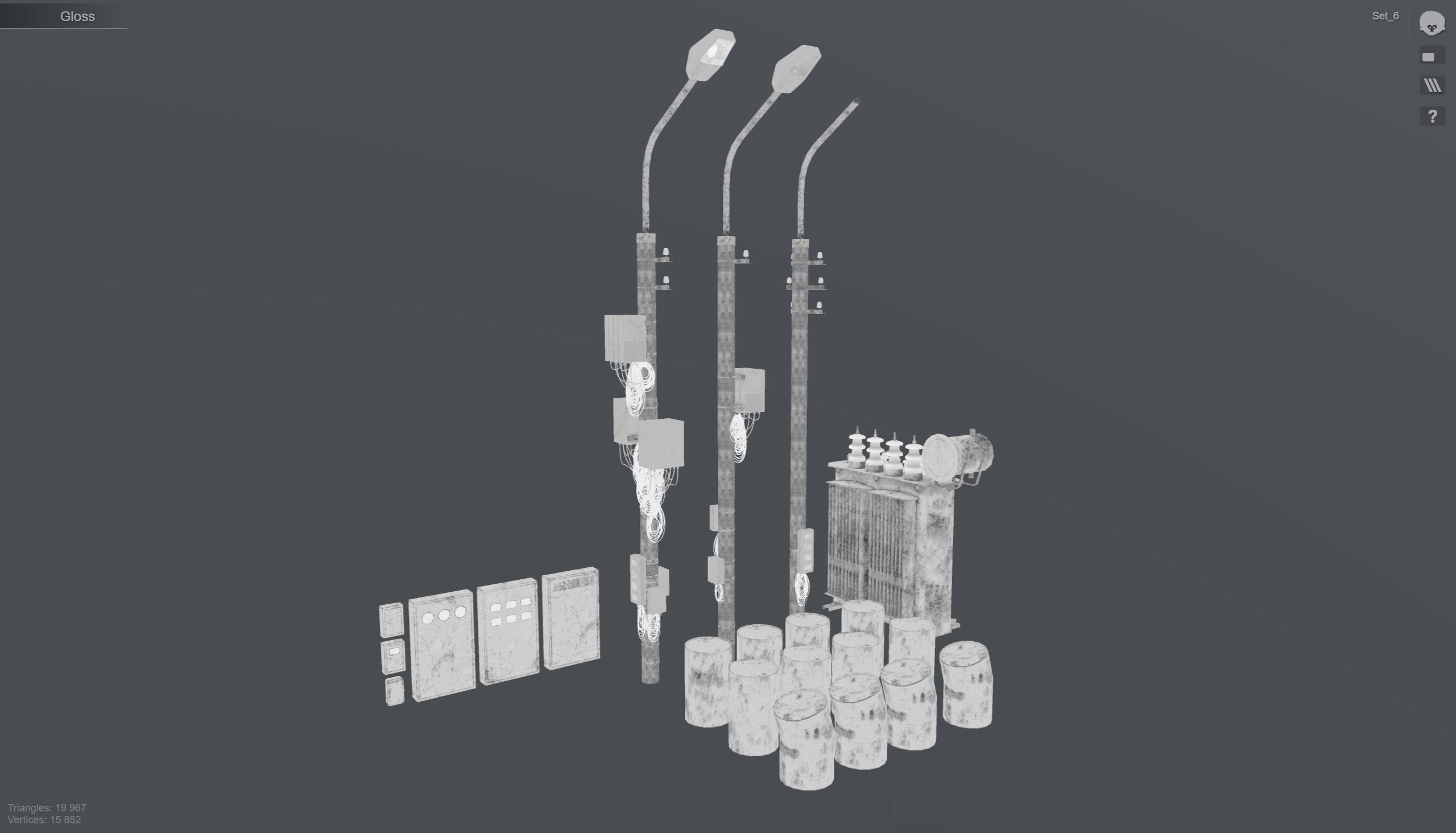 Set of low poly props Low-poly 3D model_4