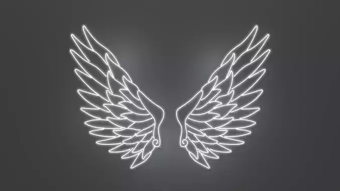 Angel Wings 3 - Neon Sign 3D model