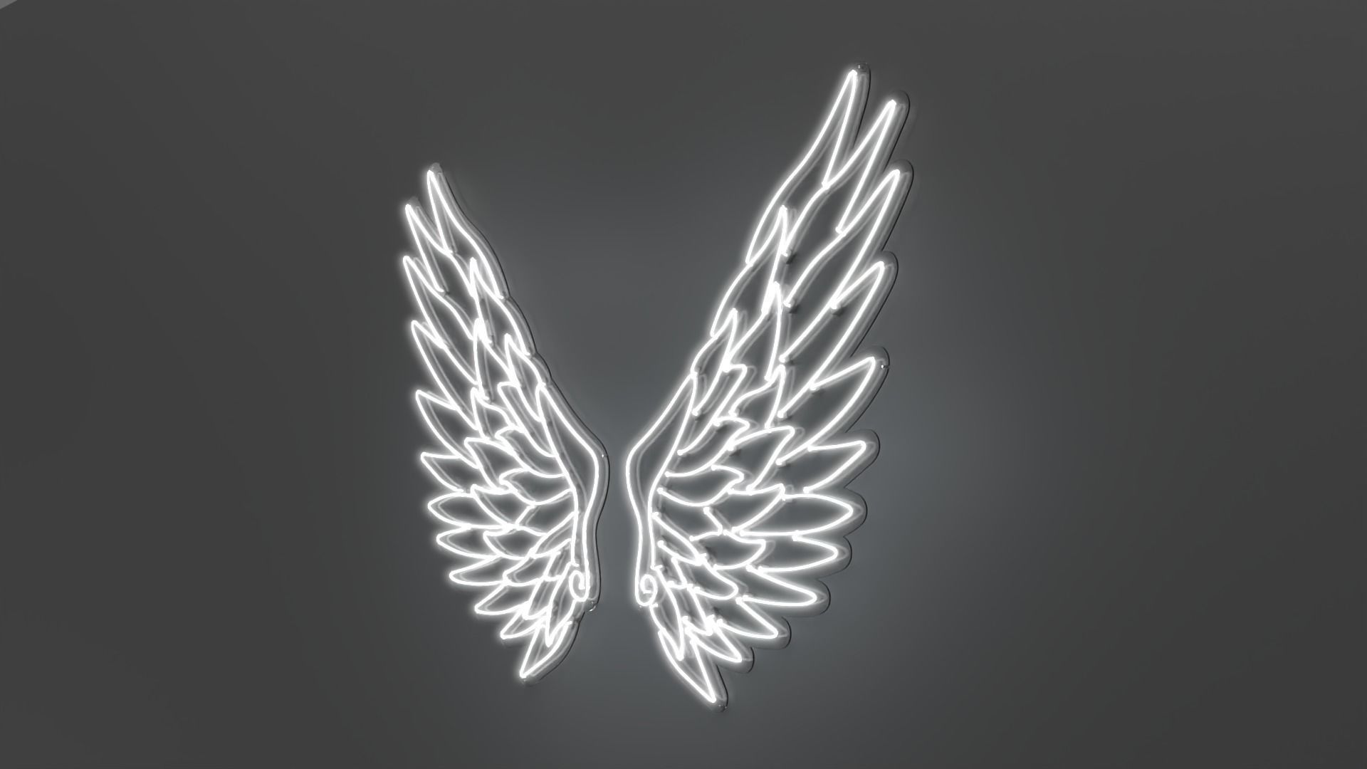 Angel Wings 3 - Neon Sign 3D model_4