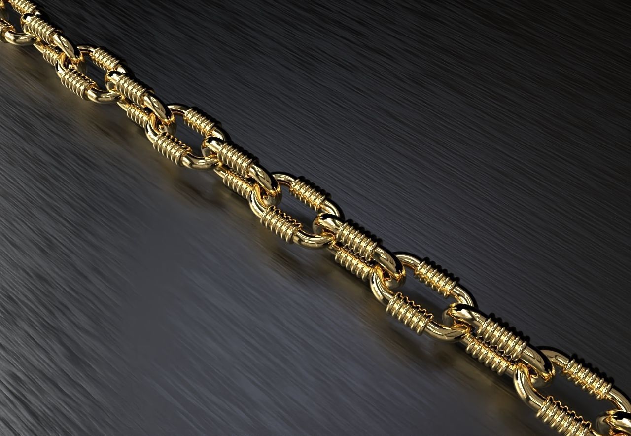 Tiffany chain link bracelet or necklace sizes pack 3D print model_3