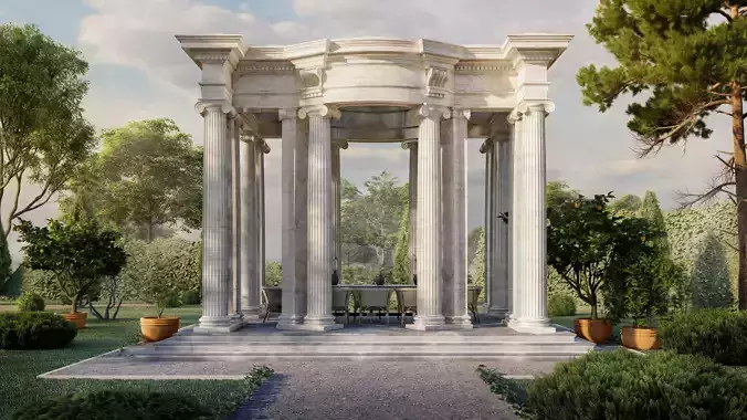 gazebo Ionic column on Vignola 3D model 3D model