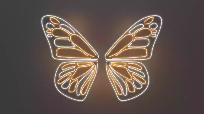 Butterfly Wings 1 - Neon Sign 3D model