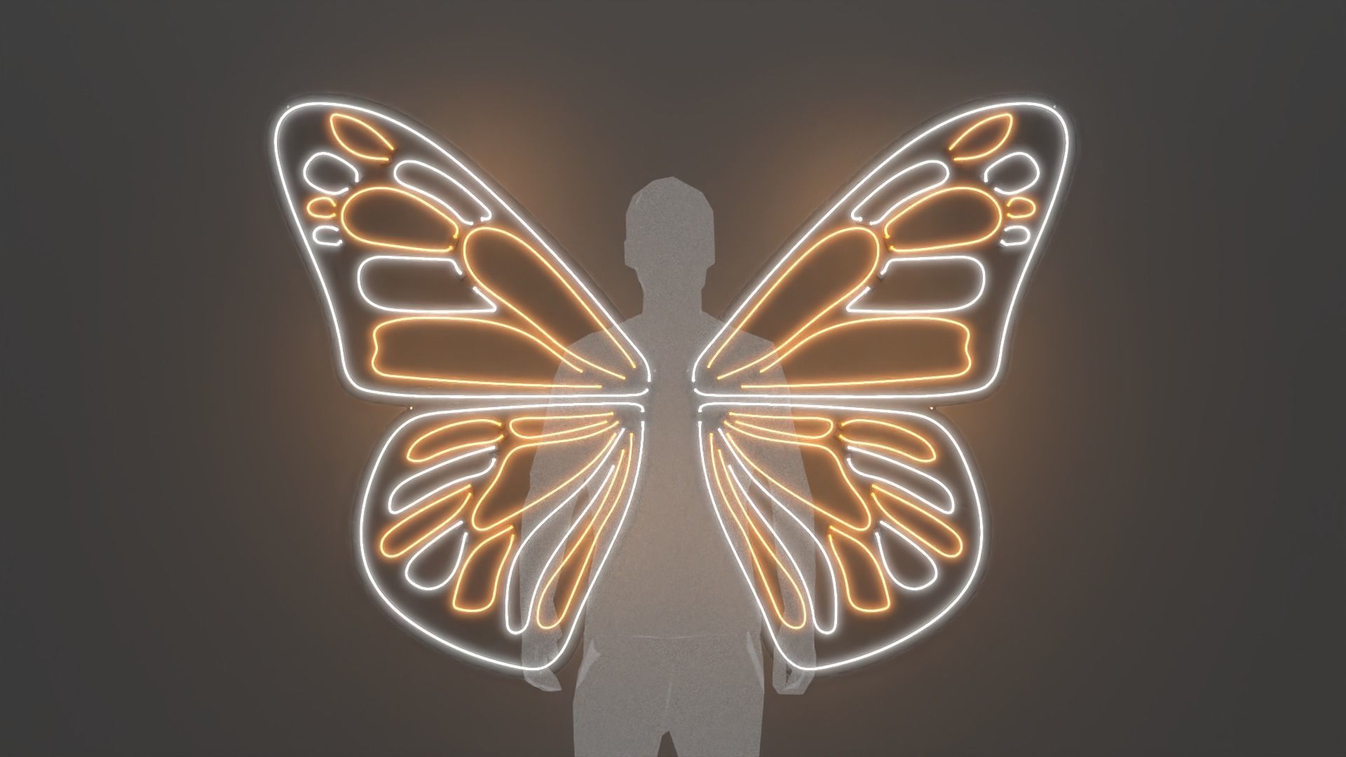Butterfly Wings 1 - Neon Sign 3D model_1