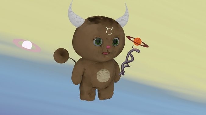 CHARACTER animated teddy bear with horns Free low-poly 3D model