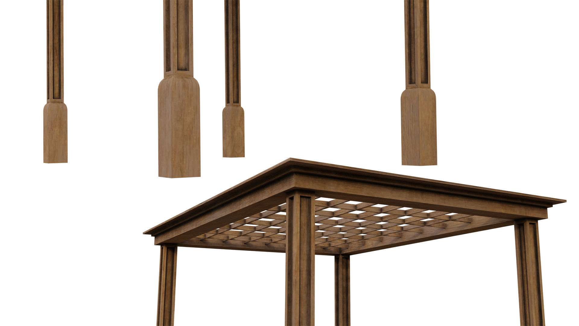 Simple Gazebo with many PBR presets Low-poly 3D model_9