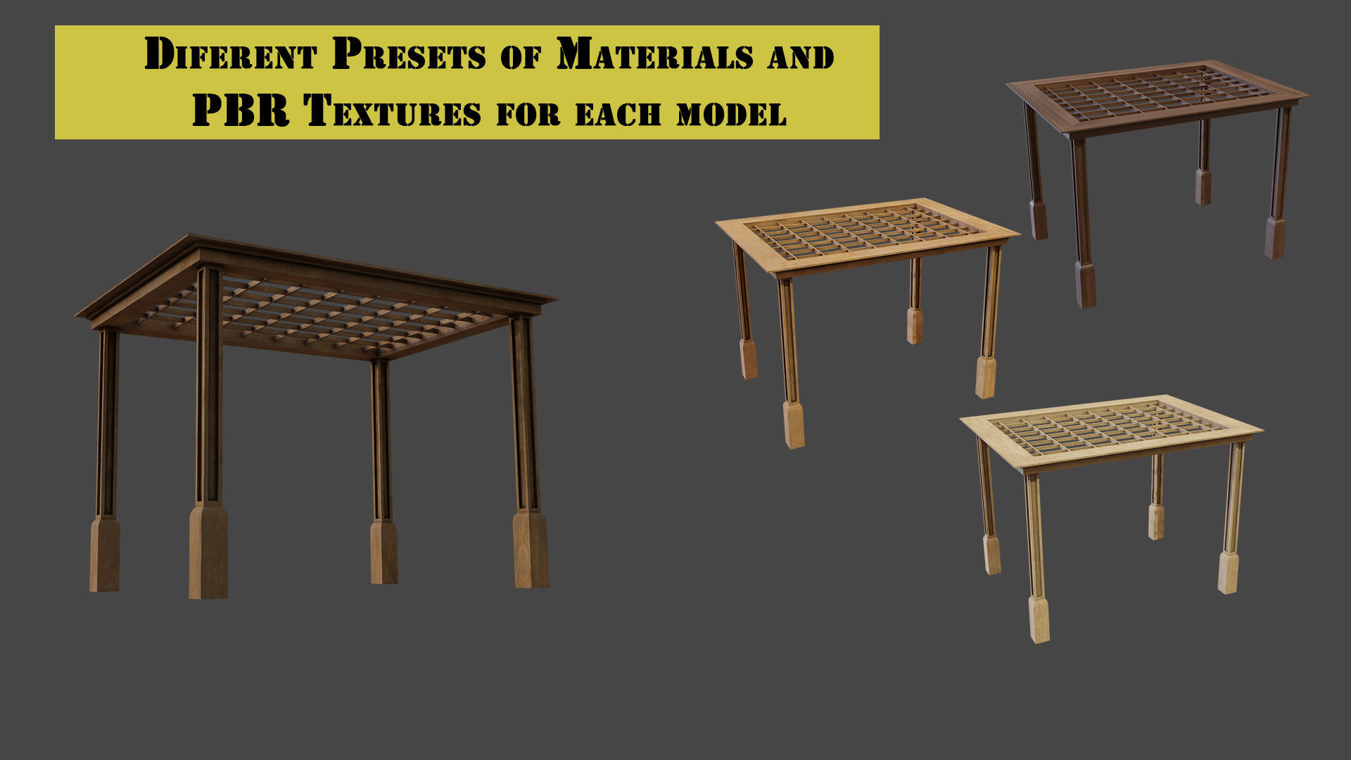 Simple Gazebo with many PBR presets Low-poly 3D model_1