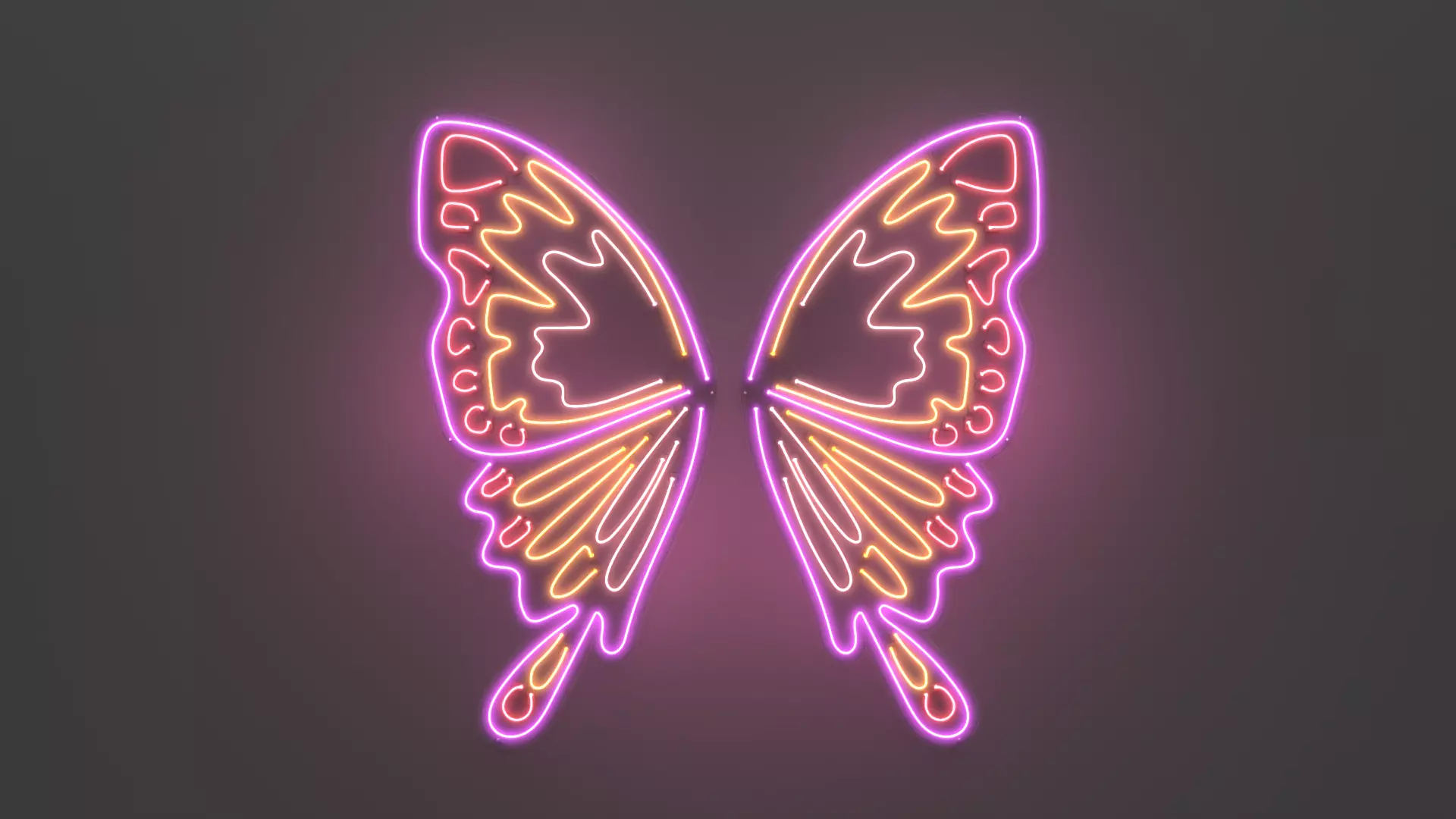 Butterfly Wings 2 - Neon Sign 3D model_0