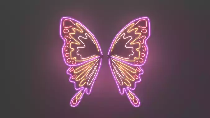 Butterfly Wings 2 - Neon Sign 3D model
