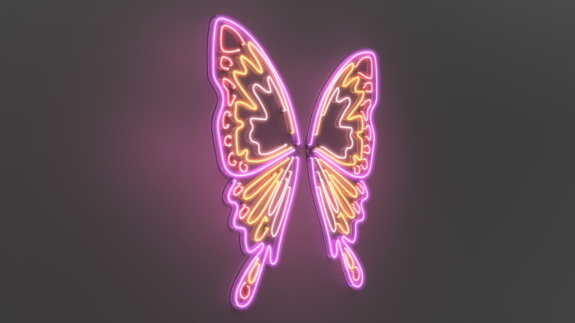 Butterfly Wings 2 - Neon Sign 3D model_5