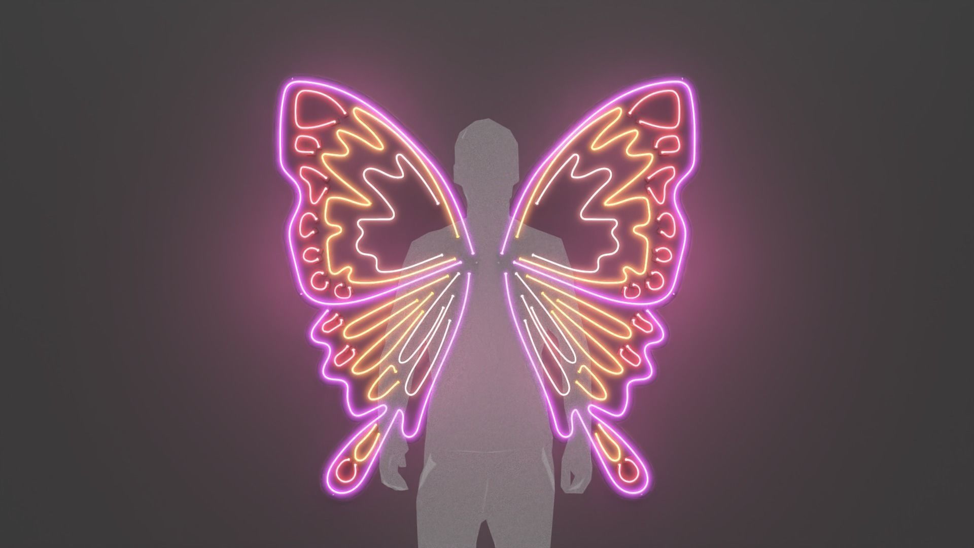 Butterfly Wings 2 - Neon Sign 3D model_1