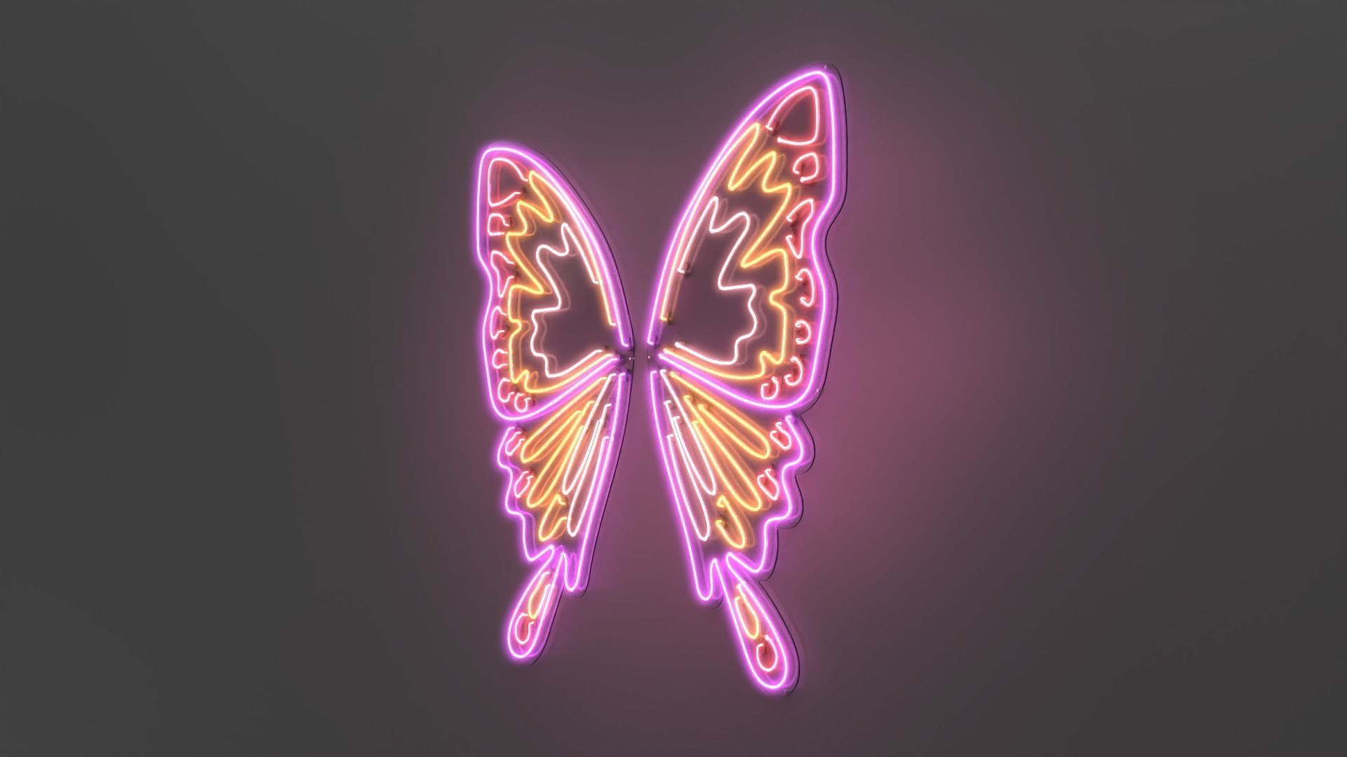 Butterfly Wings 2 - Neon Sign 3D model_4