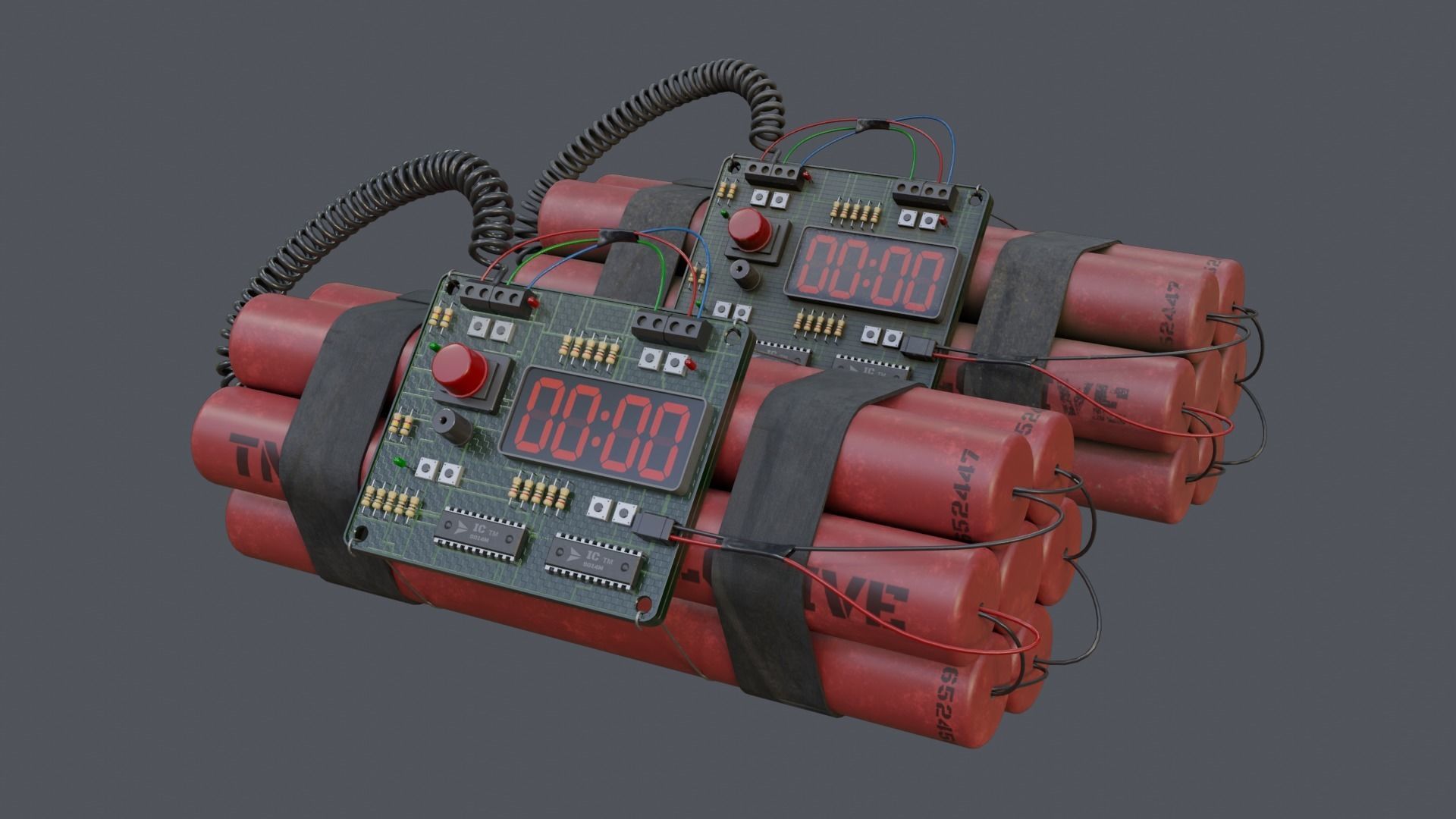 Time Bomb Low-poly 3D model_4