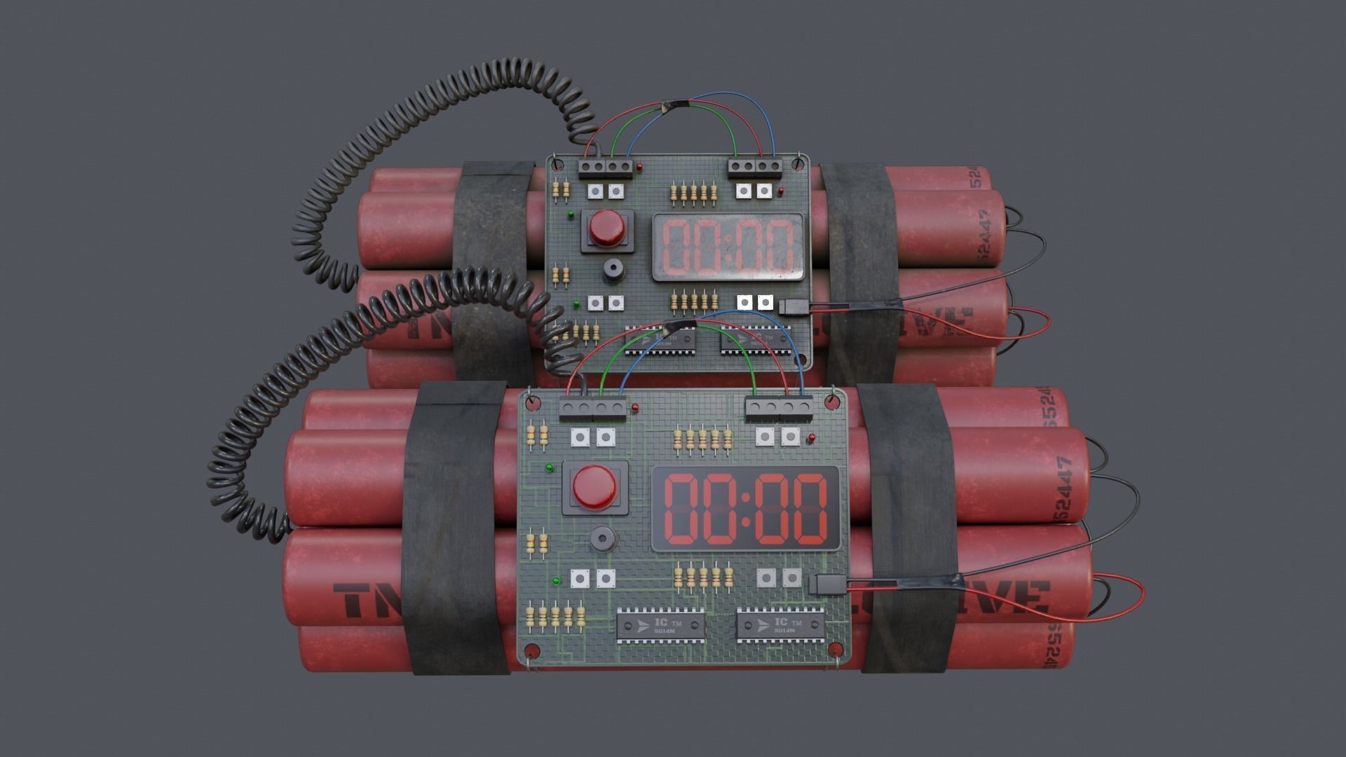 Time Bomb Low-poly 3D model_3