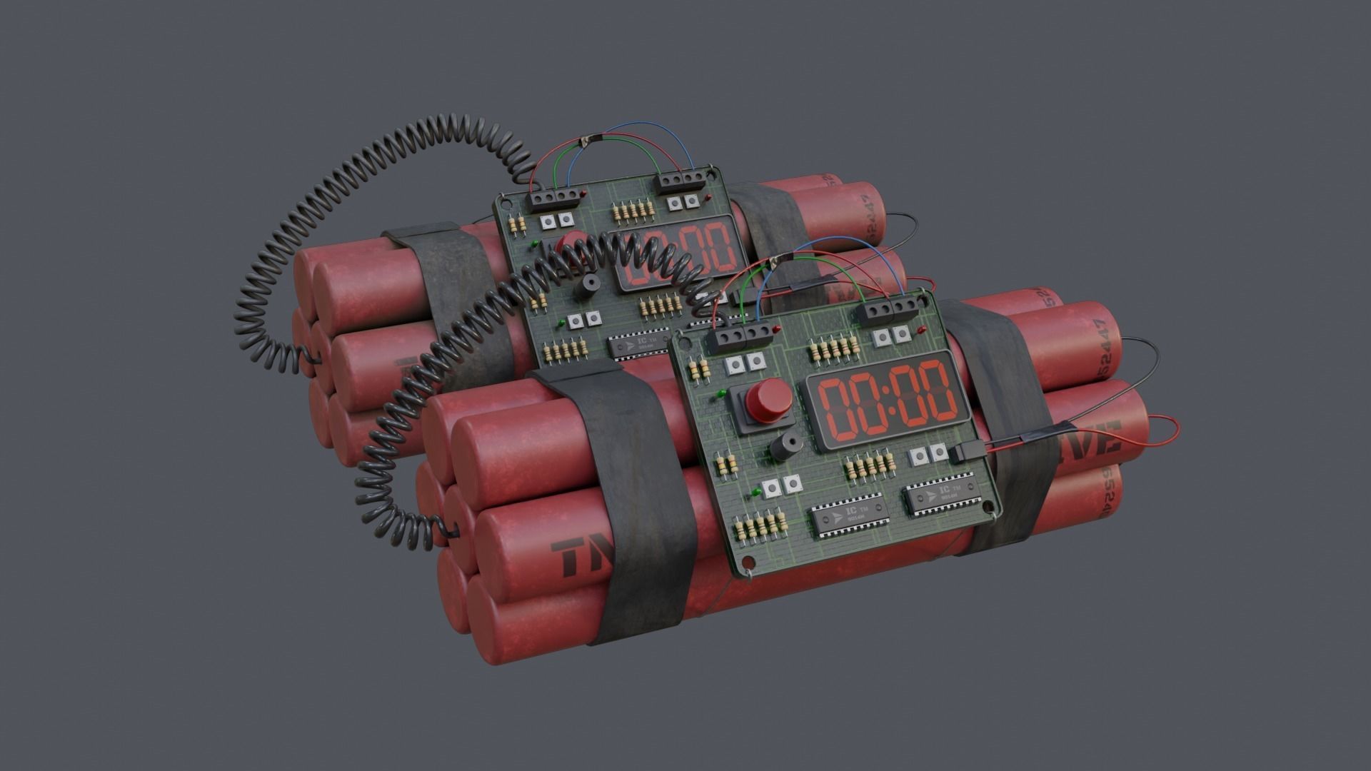 Time Bomb Low-poly 3D model_2