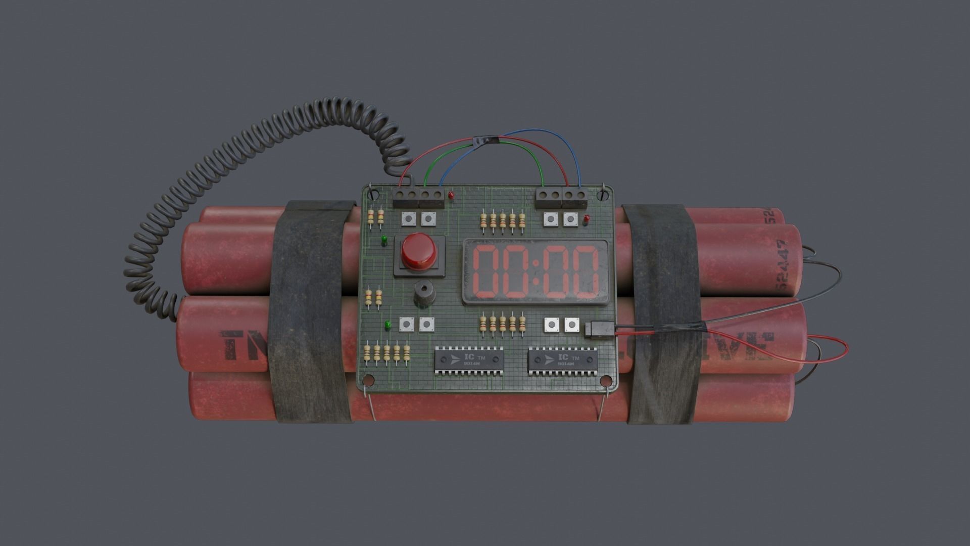 Time Bomb Low-poly 3D model_12