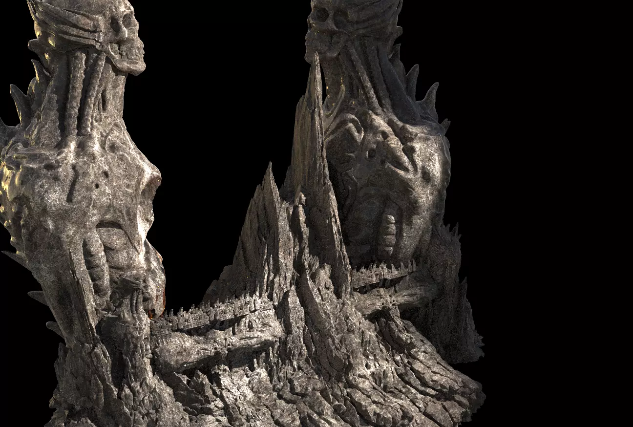 Dark Alien Gods ancient Statue Cliffs 3D model