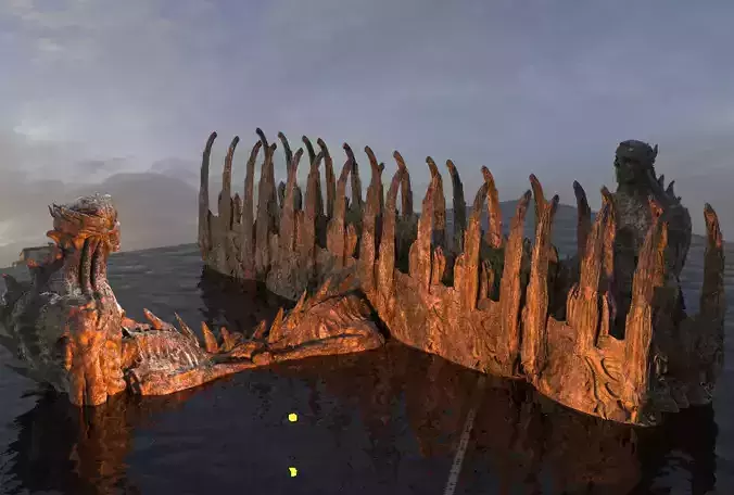 Alien Gods ancient Statue Cliffs Bridge