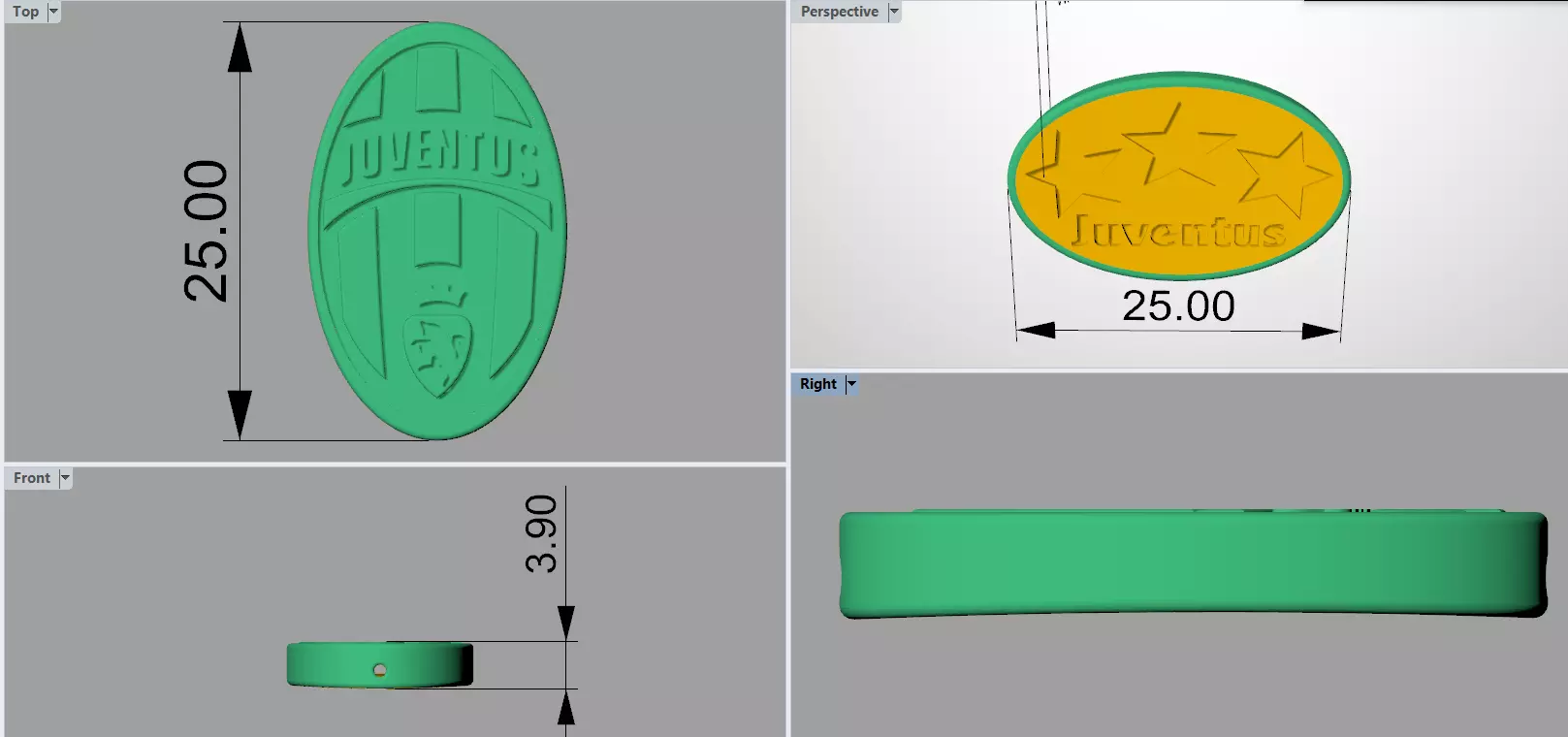 Juvetus old logo 3D print model_0