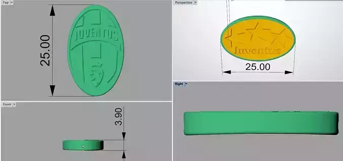 Juvetus old logo 3D print model