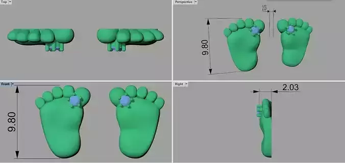 Baby foot earrings 3D print model