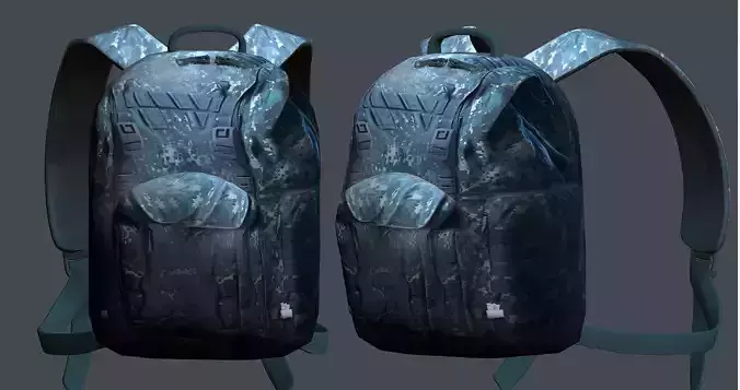 Backpack military combat Black baggage Low-poly